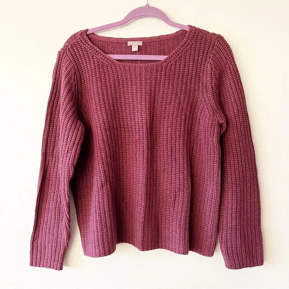 J Jill Plum Heather Purple Chunky Ribbed Knit Sweater Size Large Petite Boxy New - Picture 10 of 10